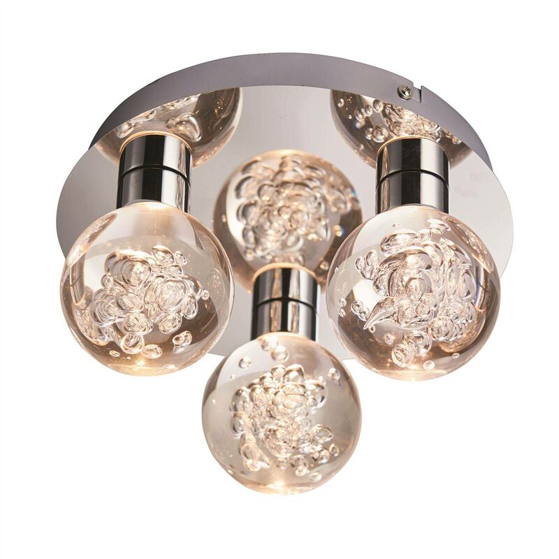 Endon Versa - LED 3 Light Bathroom Flush Chrome, Acrylic Bubble Effect IP44