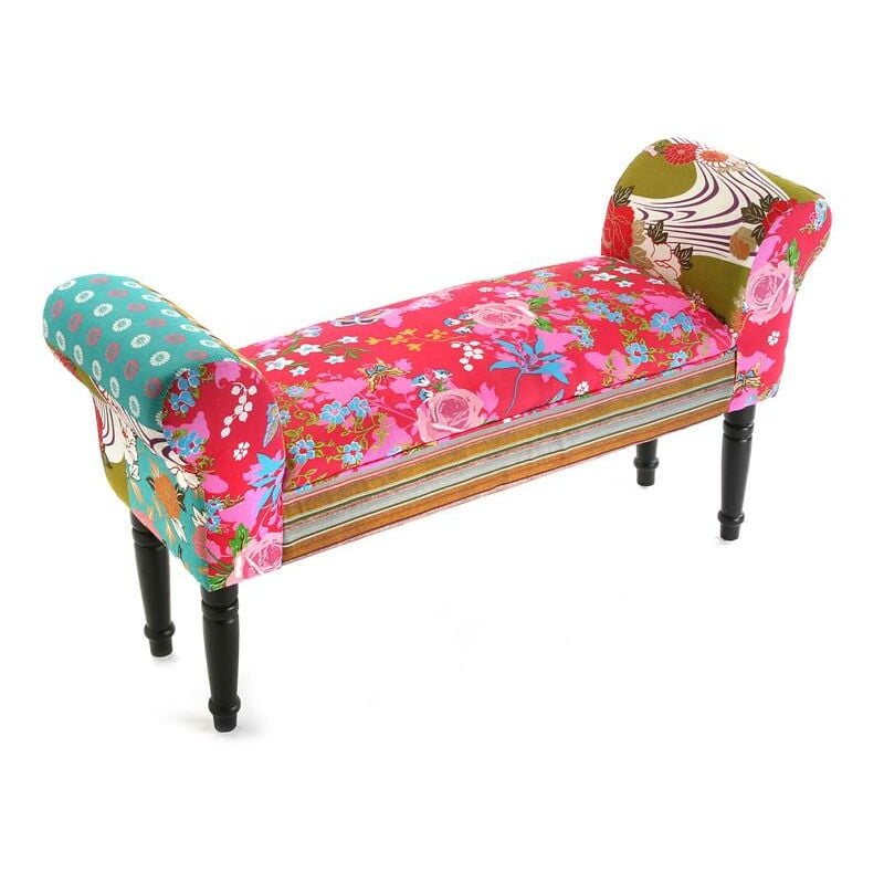 

Pink Patchwork Taburete pie de cama Banco para Dormitorio, 53x32x100cm - Rosa - Versa