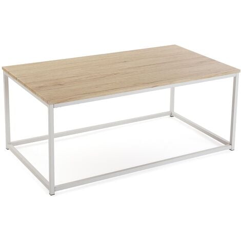 Versa Taline Niedriger Couchtisch, Couchtisch für das Wohnzimmer, Maßnahmen (H x L x B) 46 x 60 x 110 cm, Holz und Metall, Farbe: Weiß