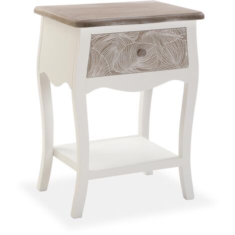 Versa Tropical Table de chevet Petite table ou table d'appoint, 62x34x45cm - Marron et blanc