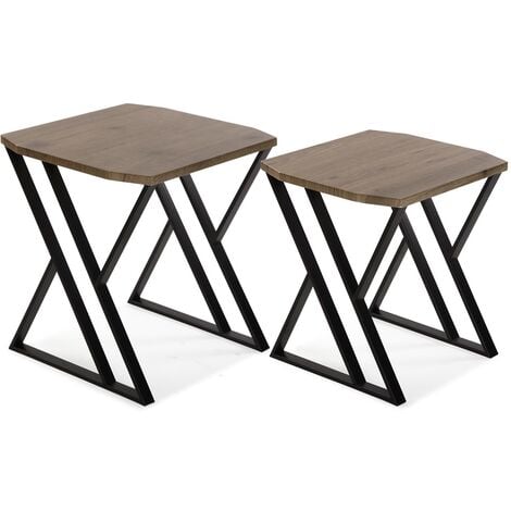 Versa Tulsa Beistelltisch, Moderner, niedriger Tisch , 50x45x45cm - Braun und Schwarz