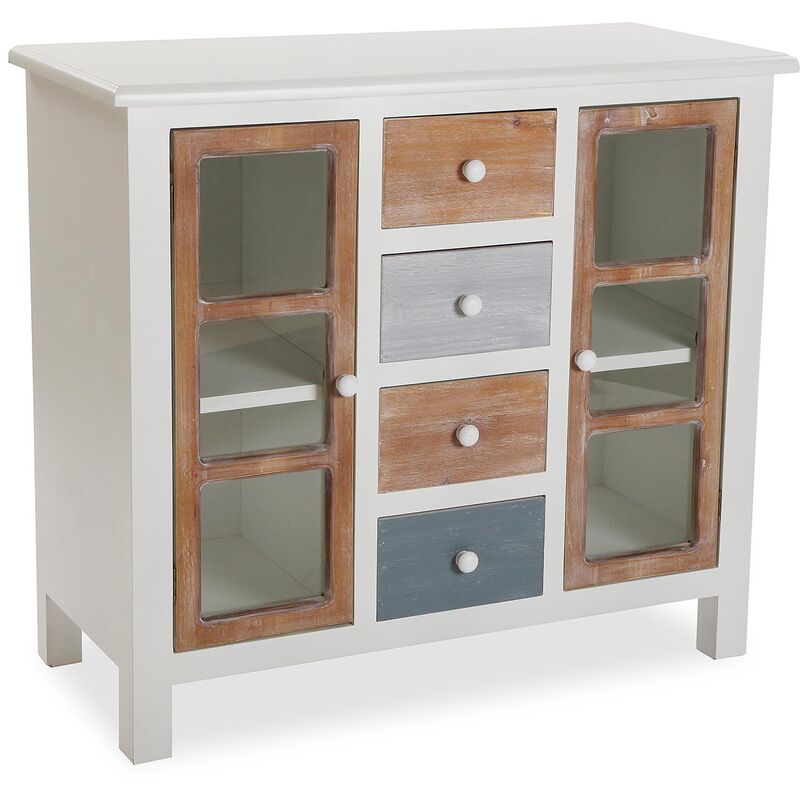 

Versa Vemb Cómoda para Almacenaje, Sinfonier, 80x90x40cm - Blanco, azul y marrón