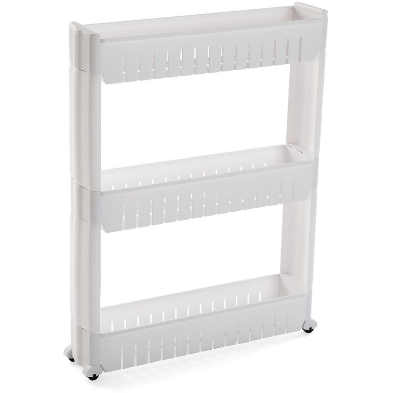 

Versa Wavre Carro pequeño de cocina estrecho con ruedas, 72x55x12cm - Blanco