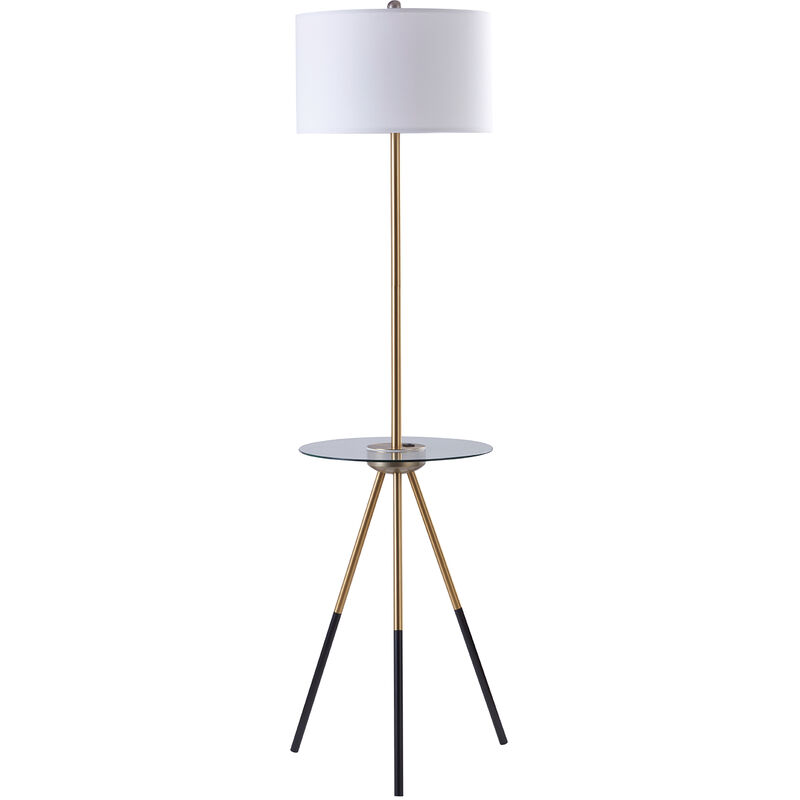Tripod Floor Lamp USB Port & Glass Table Brass/White Myra VN-L00068-UK - Versanora