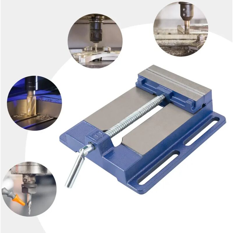 Image of Versatile Drehmaschine-, Fräs-, Bohrmaschinentischzange mit 14,5 cm Öffnung und drehbarem Griff