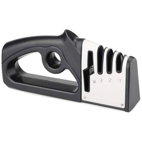 Versatile Knife Sharpener, 4-in-1 Multi-function Quick Sharpener with Scissors Sharpener, Fast Sharpening for Bone Cutter, Fruit Knife, Non-slip Rubber Base for Kitchen And Outdoor Use