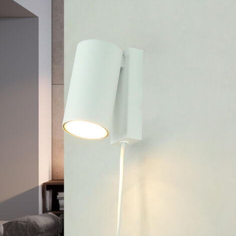 Faretto spot da parete dal design moderno bianco orientabile con cavo di  accensione GU10 Lampada lettura
