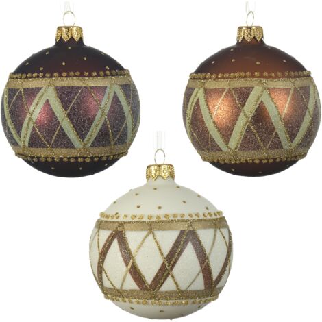 Verschiedene KARIIERTE Weihnachtskugeln Ø8 cm