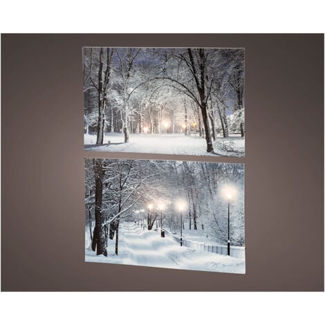 LUMINEO Verschneite Landschaften led Bild 58x1,5x38cm 6 leds 2 sortierte Modelle