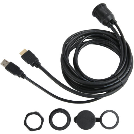 Versenktes USB-2.0-Verlängerungskabel mit HDMI-Stecker/-Buchse und AUX-Audioanschluss