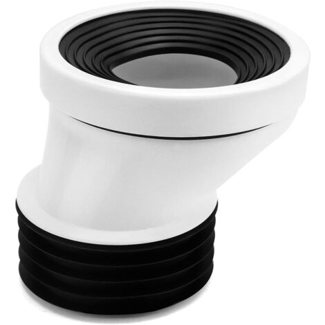 Versetzter Kunststoff-WC-Anschluss – WC-Anschlussmuffe, Sanitärablaufadapter, flexibel, dicht & universell passend