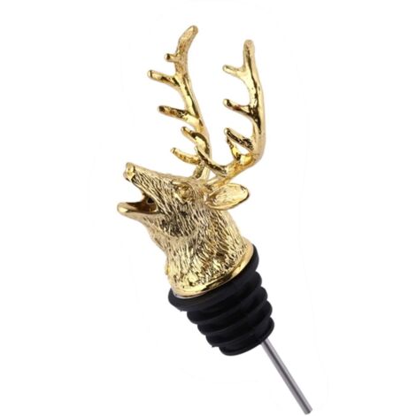 Verseur à alcool, verseur à vin en alliage de zinc avec une forte tension, en forme de tête de cerf, style vintage, durable et résistant à la rouille, pour 18-20 mm (doré)