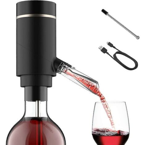 CREA Verseur d'aérateur de vin électrique - Distributeur de vin à filtre automatique multi-intelligent Oxydant de vin à une touche, aération marche/arrêt, tube d'extension et câble micro USB