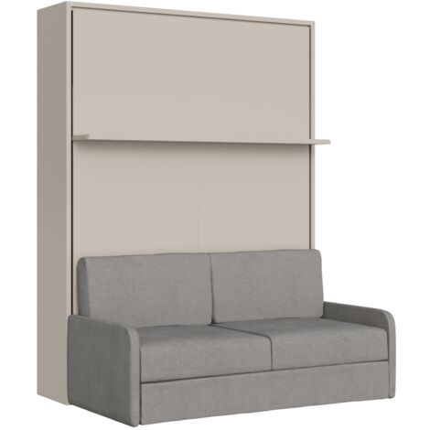 Versia Sofà 160 lit double escamotable vertical avec canapé et étagère Argilla