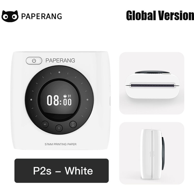 

Version global PAPERANG Pocket Mini Printer P2S BT4.0 Conexion telefonica Impresora termica inalambrica Compatible con Android iOS,blanco