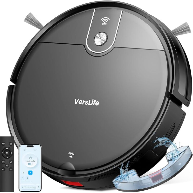 VersLife L6 Robot Aspirateur Laveur, 2 en 1 Aspirateur Robot