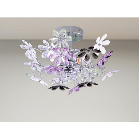 Verspielte LED Deckenleuchte im floralen Design, Chrom Multicolor Ø 38cm