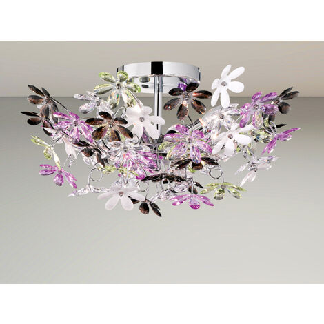 Verspielte LED Deckenleuchte im floralen Design, Chrom Multicolor Ø 51cm