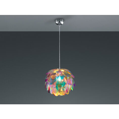 Verspielte LED Pendelleuchte mit bunten Kunststoffblättern, Ø 40cm