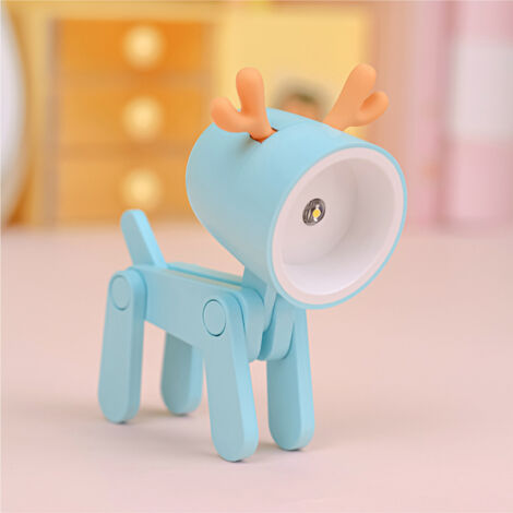 Verspielte LED-Tischleuchte in Tierform, 3 x 6 x 8 cm, blau, verstellbar, mit Smartphone-Halterung, für Schlafzimmer, Bibliothek und Kinderzimmer