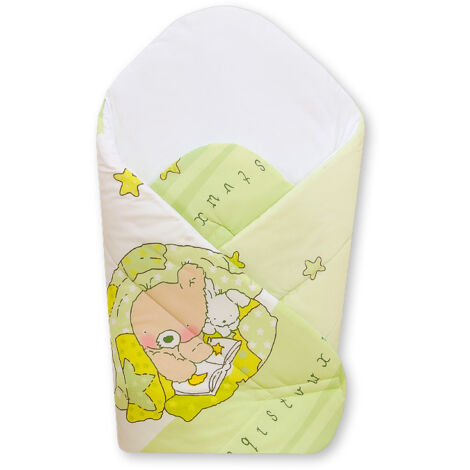 Versteiftes Babytragetuch - Basic Teddybär mit Ballon, grün
