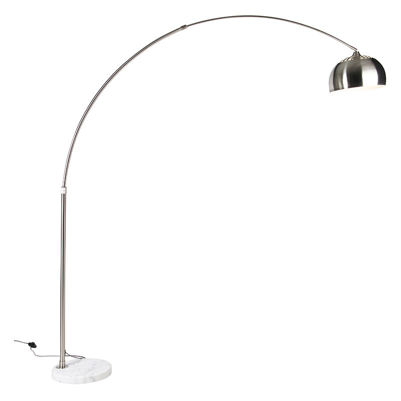 Arc lamp steel with white marble base adjustable - xxl - Steel