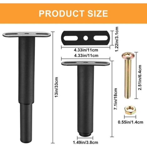 verstellbare Bettbeine (18–33 cm), ausziehbare Möbelbeine, Tischbeine, T-förmige Metallbeine, Bettgestellstütze, höhenverstellbare Füße für Sofa, Bett, Kleiderschrank und Schrank