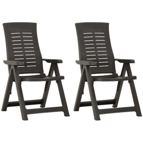 Verstellbare Gartenstühle 2 Stk. Kunststoff Anthrazit vidaXL
