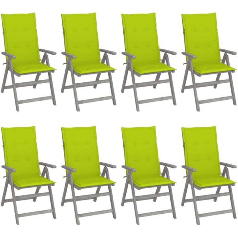 Verstellbare Gartenstühle mit Auflagen 8 Stk. Grau Akazienholz