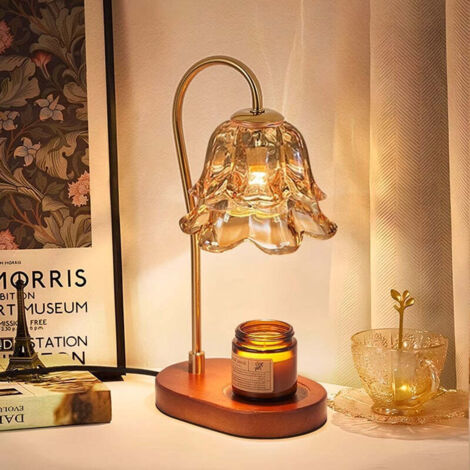 Verstellbare Kerzenwärmerlampe mit Blumenmuster und Timer, einzigartiges Geburtstagsgeschenk für Frauen und Mütter, zwei GU10-Leuchtmittel mit Kupfersockel und einen Aromatherapie-Diffusor)