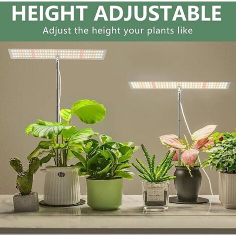 Verstellbare LED-Pflanzenlampe mit 3 Beleuchtungsmodi und 4 Dimmstufen.