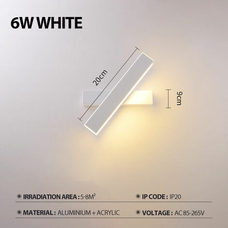 Verstellbare LED-Wandleuchte mit 360°-Winkel für Flurtreppen (6W, Warmweiß, Weiß)
