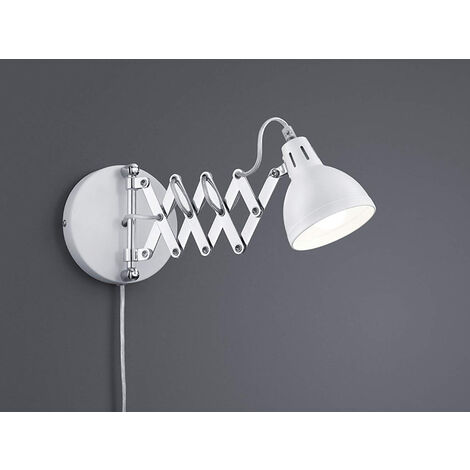 Verstellbare LED Wandleuchte mit Scherengelenk aus Metall in Weiß matt