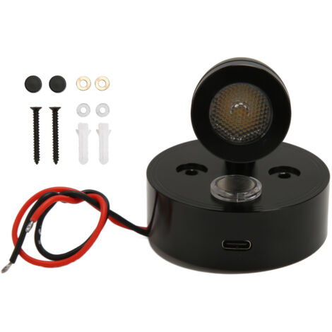 Verstellbare Leselampe mit USB-Anschluss für Wohnmobile, Wohnwagen und Freizeitfahrzeuge, 12–24 V, RV235, drei Farben, Schwarz