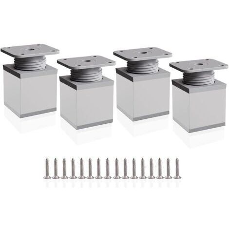 Verstellbare Möbelfüße, 4 Schrankfüße 50 mm, Höhe verstellbar 0-20 mm, Tischfüße aus Aluminium für Büros, Sofas und DIY-Möbel