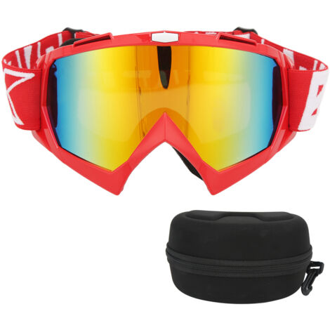 Verstellbare Motorradbrille mit UV-Schutz für Mountainbiking, Motocross und Wandern – roter Rahmen und rote Gläser