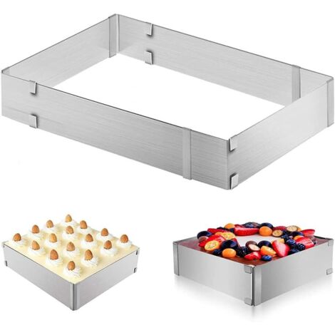 Verstellbare rechteckige Backform aus Edelstahl für Kuchen und Mousses, erweiterbarer Rahmen für Entremets und Biskuitkuchen