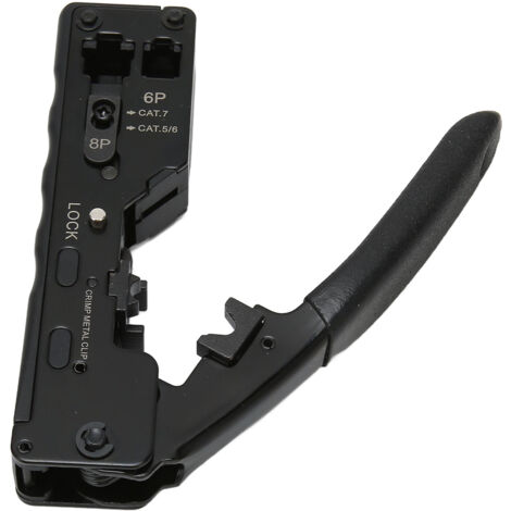 Verstellbare RJ45-Crimpzange mit Sicherheitsverriegelung und rutschfestem Griff für Cat5e-, Cat6a- und Cat7a-Kabel