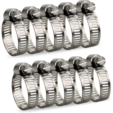 Verstellbare Schlauchschelle 16-25 mm Bereich 304 Edelstahl verschiedene Schlauchschellen Clips für Familie Wasserleitung, Hausgas, Autoschlauch, Wasserhahn 10 Stück (16-25 mm)