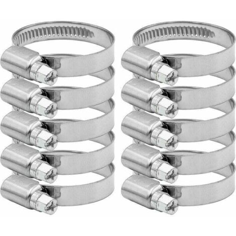 Verstellbare Schlauchschelle 27-51 mm – Edelstahl 304 – 12 mm Breite – 10er-Packung für Wasser- und Gasschläuche