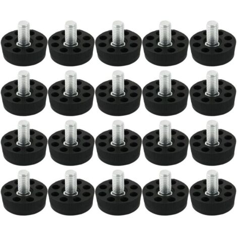Verstellbare schwarze Füße, 20 Stück, für Tische und Stühle, Bodenschoner, 8 Löcher, M8 x 20 mm Gewinde