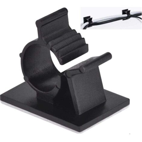 Verstellbare, selbstklebende Kabelclips für die Kabelführung von Glasfaserkabeln, Kabel- und Schnurbinder für Zuhause oder Büro, Schwarz (60er-Packung)