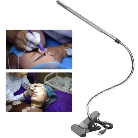 Verstellbare USB-LED-Schreibtischlampe für Präzisionsarbeiten, Tätowierungen und Make-up, schwarz