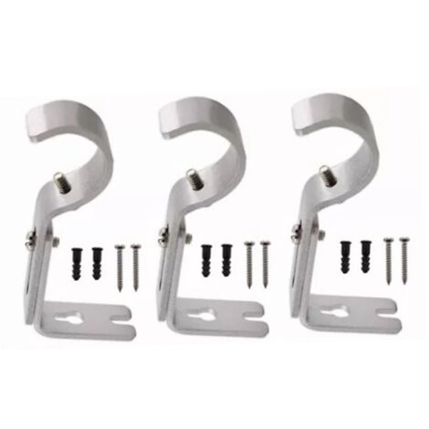 Verstellbare Wandhalterung für Gardinenstangen, 3-teilig, modernes und minimalistisches Design aus silberfarbenem Eisen