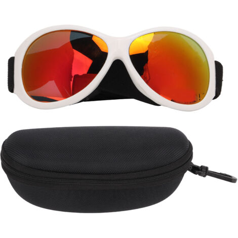 Verstellbare, winddichte Hundebrille – Weiß und Rot