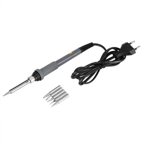 Verstellbarer 60-W-Elektrolötkolben mit 5 Lötspitzen und 220-V-EU-Stecker – Manuelles Werkzeugset