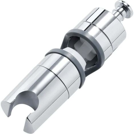 Verstellbarer Brausehalter 18–25 mm, Chrom-Brausehalter für Duschkopf mit seitlichem Knopf und extra Gummipolster, Silber