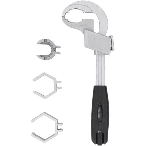 Verstellbarer Doppel-Universalschlüssel, Badschlüssel mit 3 Spannbacken, Aufbewahrungskoffer, 80 mm Öffnung, zum Demontieren und Montieren von Sanitärarmaturen und Rohren