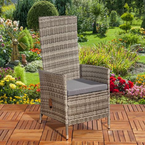 Verstellbarer Garten Relaxsessel Grau Polyrattan Gartenmobel