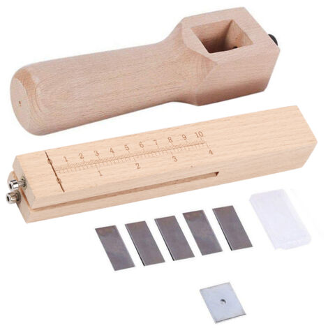 Verstellbarer Holz-Gürtelschneider für Leder und Stoff, DIY-Werkzeug mit 5 Klingen